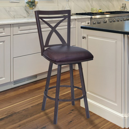 Nova 26" Counter Height Swivel Metal Barstool in Auburn Bay finish