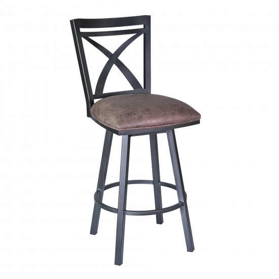 Nova 26" Counter Height Swivel Metal Barstool in Mineral finish