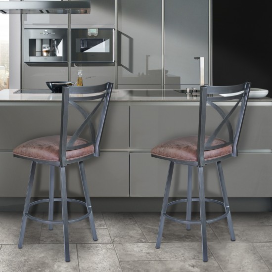 Nova 26" Counter Height Swivel Metal Barstool in Mineral finish