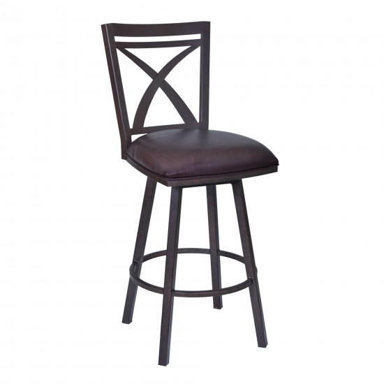 Nova 30" Bar Height Swivel Metal Barstool in Auburn Bay finish