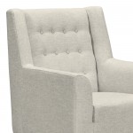 Nubia Mid-Century Accent Chair in Champagne Wood Finish and Beige Fabric