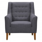 Nubia Mid-Century Accent Chair in Champagne Wood Finish and Dark Gray Fabric