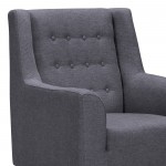 Nubia Mid-Century Accent Chair in Champagne Wood Finish and Dark Gray Fabric