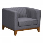 Prism Mid-Century Sofa Chair in Champagne Wood Finish and Dark Gray Fabric