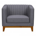 Prism Mid-Century Sofa Chair in Champagne Wood Finish and Dark Gray Fabric