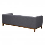 Prism Mid-Century Sofa in Champagne Wood Finish and Dark Gray Fabric