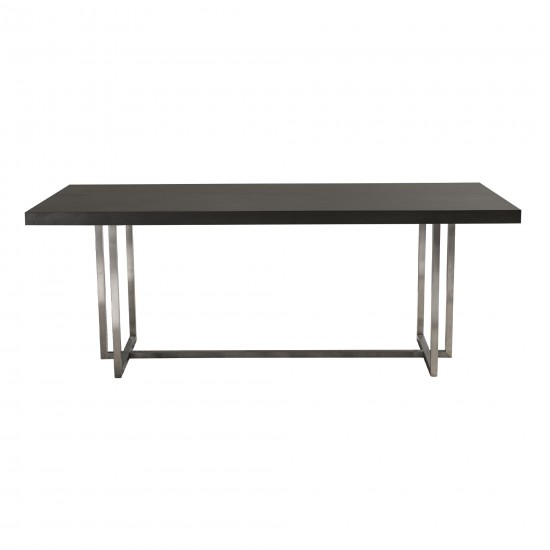 Opal Contemporary Dining Table in Brushed Stainless Steel Finish with Gray Top