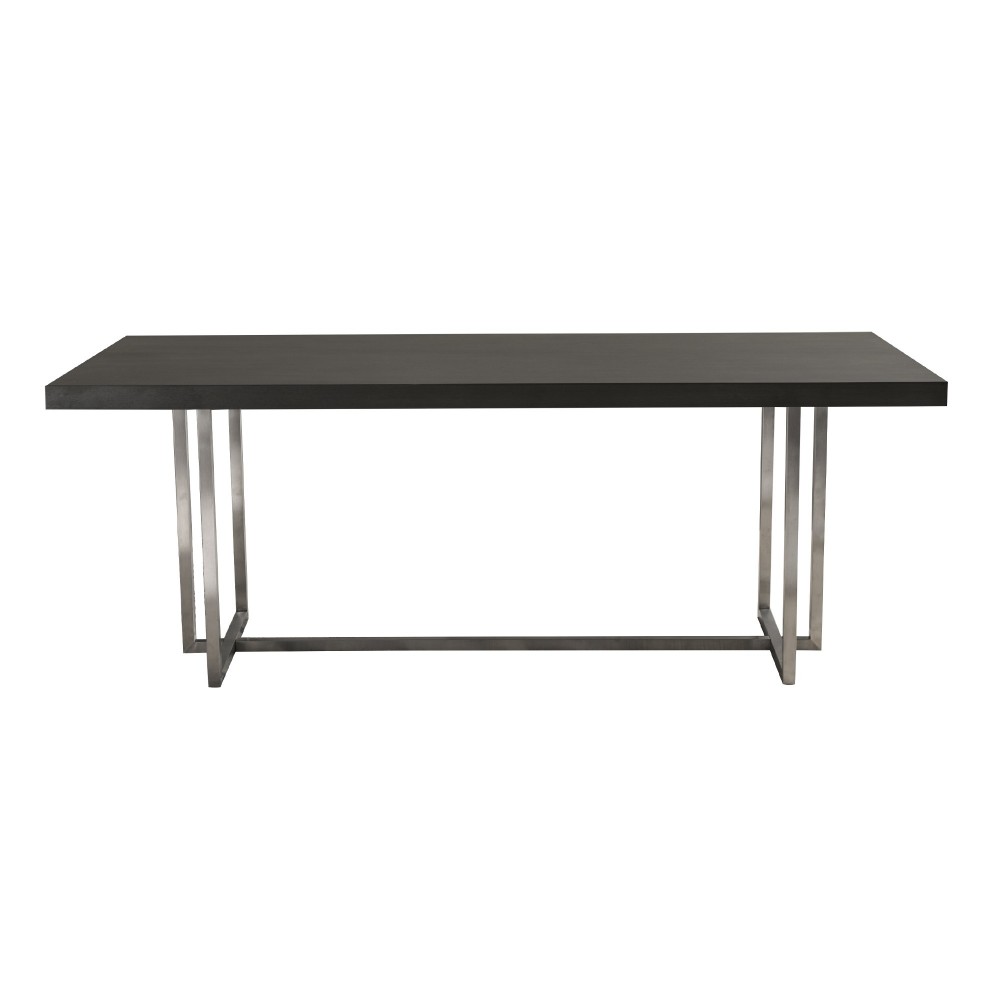 Opal Contemporary Dining Table in Brushed Stainless Steel Finish with Gray Top Opal Contemporary Dining Table in Brushed Stainless Steel Finish with Gray Top