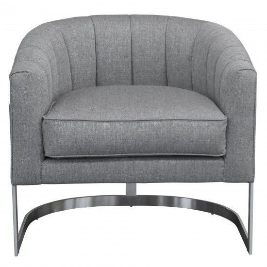 Paloma Accent Chair in Brushed Stainless Steel Finish with Gray Fabric