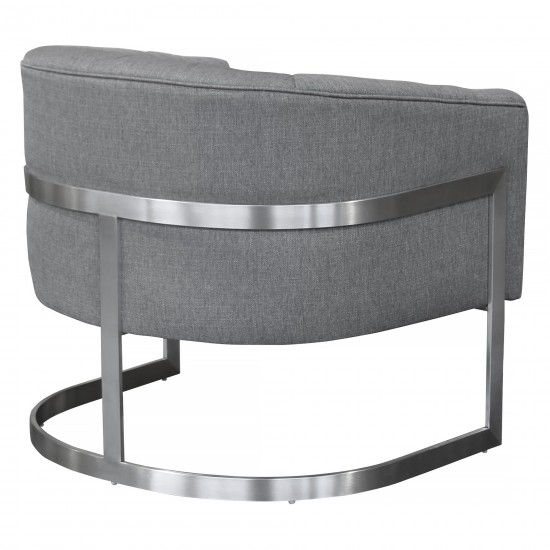 Paloma Accent Chair in Brushed Stainless Steel Finish with Gray Fabric