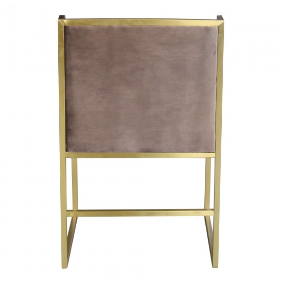 Seville Contemporary Dining Chair in Brushed Gold Finish and Brown Fabric