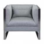 Royce Contemporary Chair With Polished Stainless Steel and Gray Fabric
