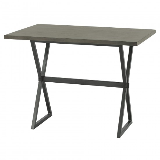 Valencia Rectangular Bar Table in Mineral Finish with Gray Walnut Wood Top