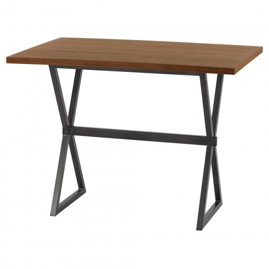 Valencia Rectangular Bar Table in Mineral Finish with Walnut Wood Top