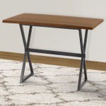 Valencia Rectangular Bar Table in Mineral Finish with Walnut Wood Top