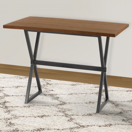Valencia Rectangular Bar Table in Mineral Finish with Walnut Wood Top