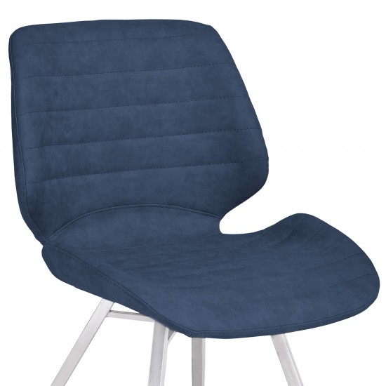 Valor Contemporary Dining Chair in Dark Vintage Blue Faux Leather - Set of 2