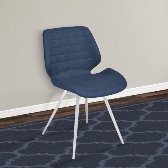 Valor Contemporary Dining Chair in Dark Vintage Blue Faux Leather - Set of 2