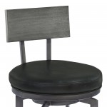 Ojai 30" Bar Height Swivel Barstool in Black Faux Leather and Gray Walnut Wood