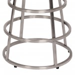 Ringo 26" Backless Brushed Stainless Steel Barstool in Gray Faux Leather