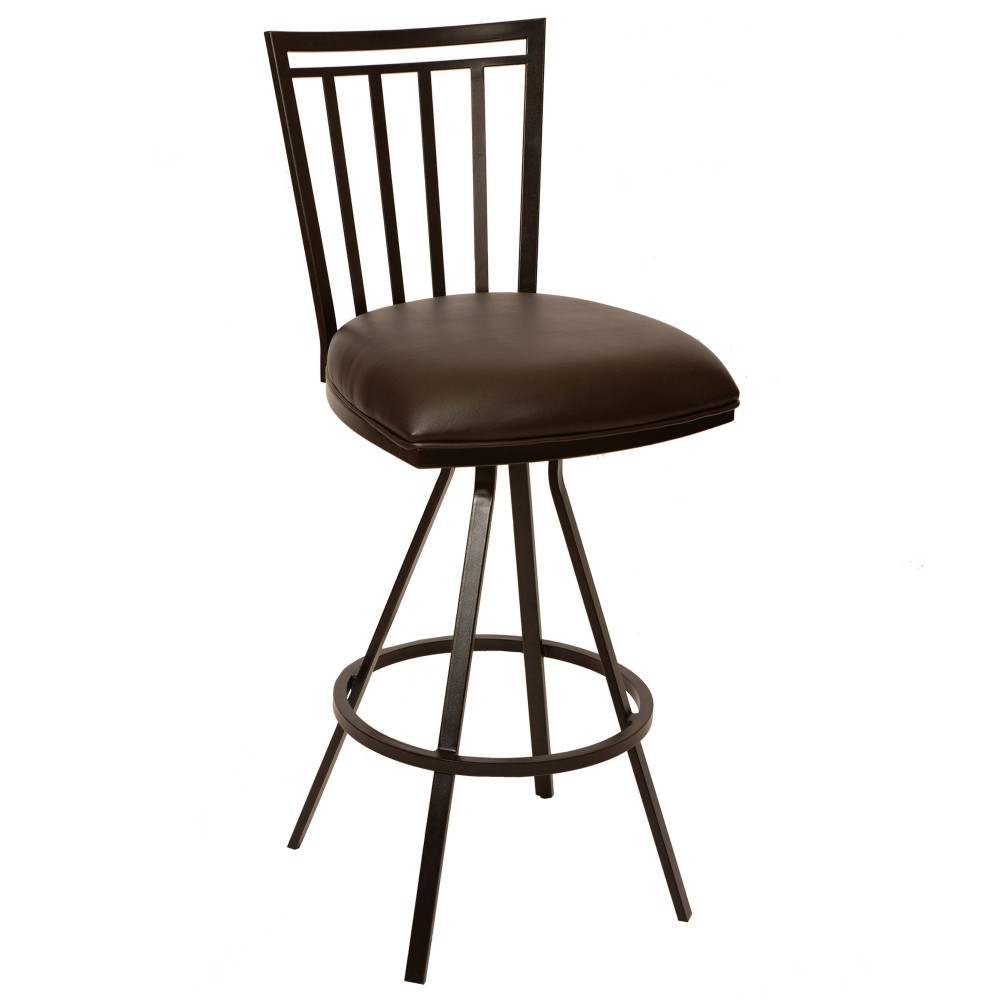 Aidan 26" Transitional Barstool In Coffee and Auburn Bay Metal