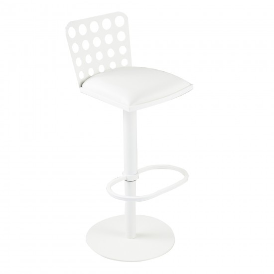 Dune Contemporary Barstool In White and White Metal