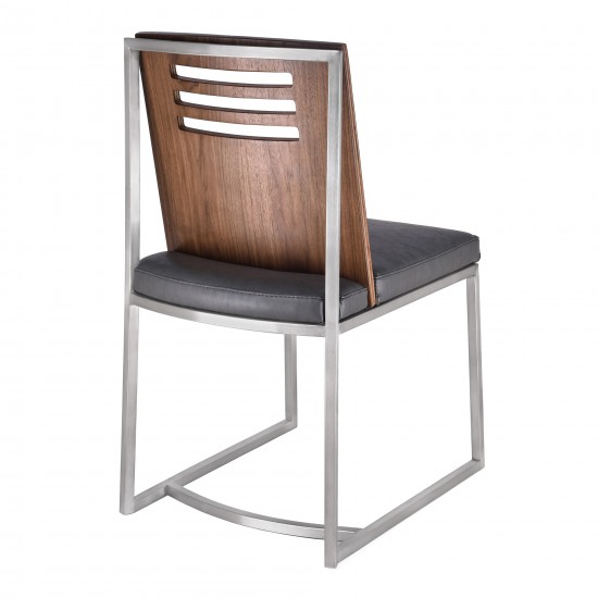 Oxford Dining Chair in Brushed Stainless Steel - Set of 2