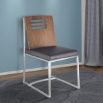 Oxford Dining Chair in Brushed Stainless Steel - Set of 2
