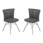 Spago Contemporary Dining Chair in Vintage Gray Faux Leather - Set of 2