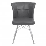 Spago Contemporary Dining Chair in Vintage Gray Faux Leather - Set of 2