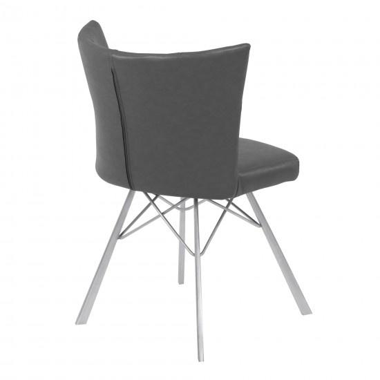 Spago Contemporary Dining Chair in Vintage Gray Faux Leather - Set of 2