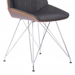 Pandora Chair in Chrome finish with Walnut wood and Charcoal Fabric