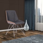 Pandora Chair in Chrome finish with Walnut wood and Charcoal Fabric