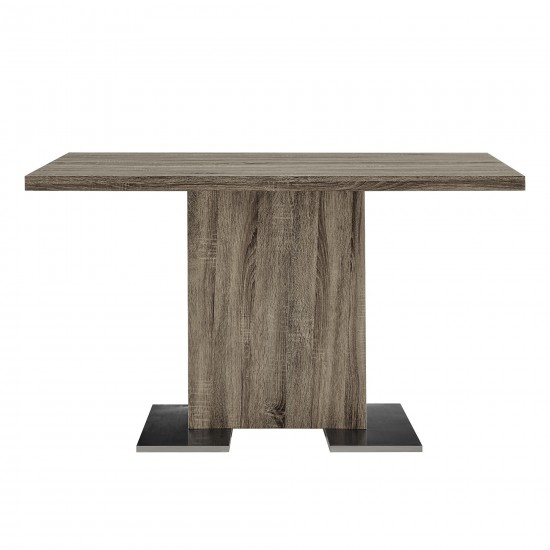 Zenith Dining Table in Walnut Wood and Brushed Stainless Steel Finish