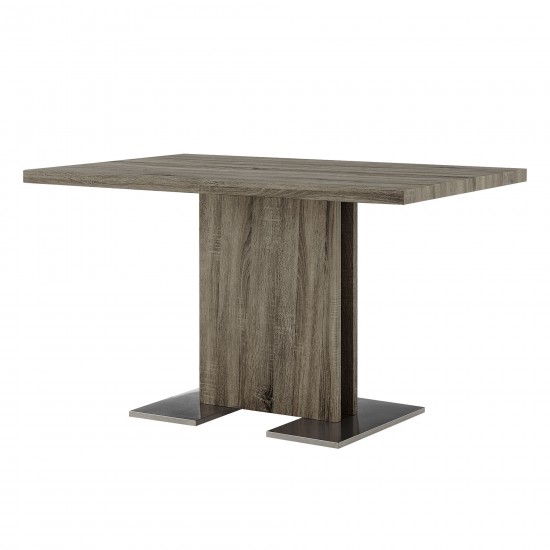 Zenith Dining Table in Walnut Wood and Brushed Stainless Steel Finish