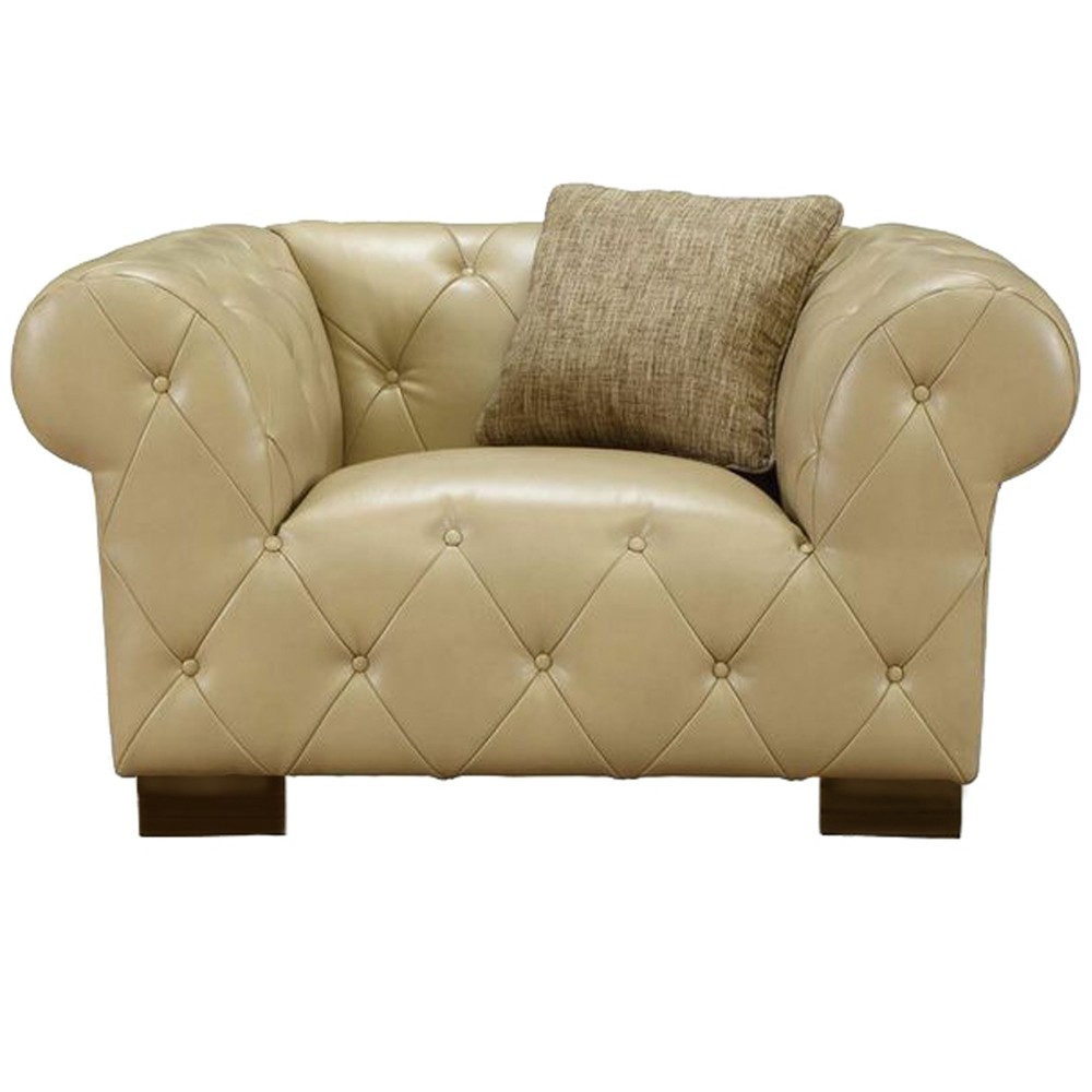 Tuxedo Beige Chair In Bonded Leather