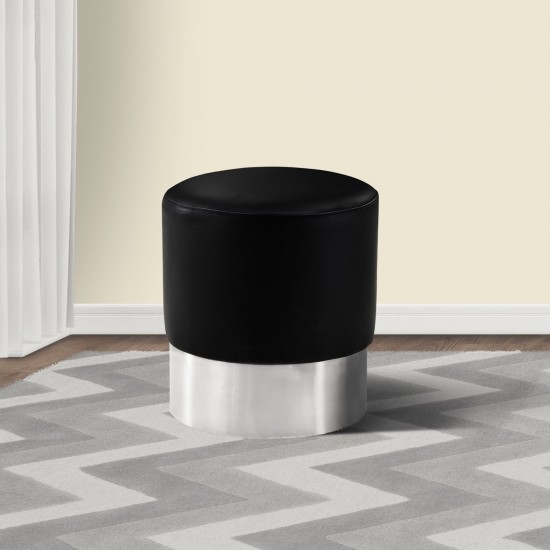 Tabitha Contemporary Round Ottoman in Brushed Stainless Steel