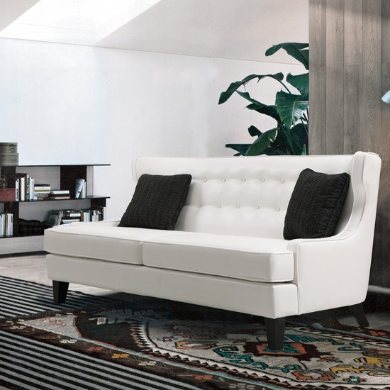 Skyline Sofa In White Bonded Leather