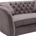 Rhianna Transitional Loveseat in Brown Tufted Chair