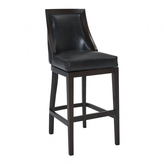 Presley 26" Counter Height Swivel Barstool in Espresso with Onyx Faux Leather