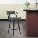 Capri Swivel Modern Metal and Slate Gray Faux Leather Bar and Counter Stool