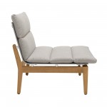 Arno Outdoor Modular Teak Wood Lounge Chair with Beige Olefin - Set of 2