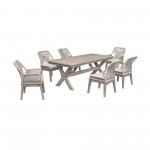 Costa 7-Piece Patio Outdoor Dining Set in Grey Acacia Wood and Rope