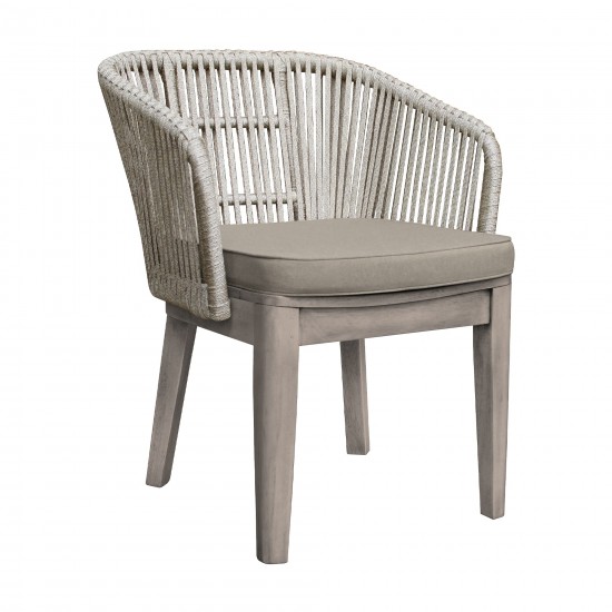 Haiti 7-Piece Patio Dining Set with Arm Chairs in Grey Acacia Wood with Rope