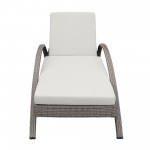 Aloha Adjustable Patio Outdoor Chaise Lounge Chair in Grey Wicker and Cushions