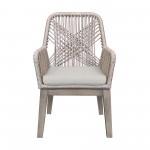 Costa Patio Dining Chairs with Arms in Grey Acacia Wood and Rope - Set of 2