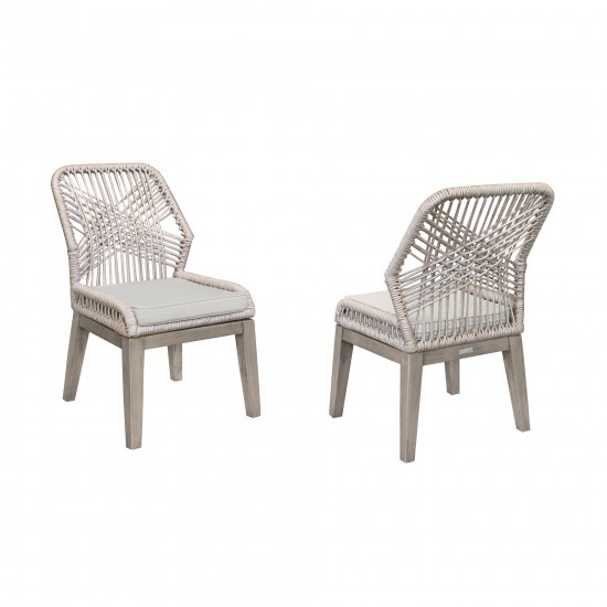 Costa Patio Outdoor Dining Chairs in Grey Acacia Wood and Rope - Set of 2