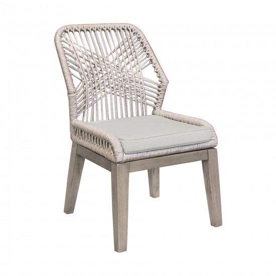 Costa Patio Outdoor Dining Chairs in Grey Acacia Wood and Rope - Set of 2