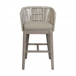 Garnet Outdoor Patio Bar Stool in Grey Acacia Wood and Rope