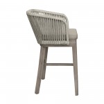 Garnet Outdoor Patio Bar Stool in Grey Acacia Wood and Rope